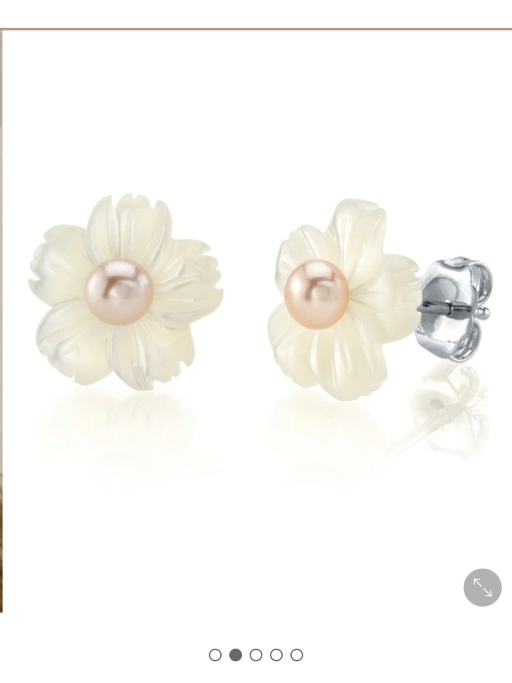 Pink Freshwater Button -Shape Mother of Pearl Earrings